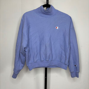 Champion Reverse Weave Oversized Sweatshirt Womens XS Periwinkle Crop Athleisure